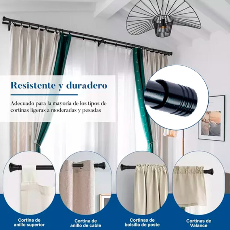 Set barrote doble color 2 mts x 21 mm + 2 soportes NEGRO