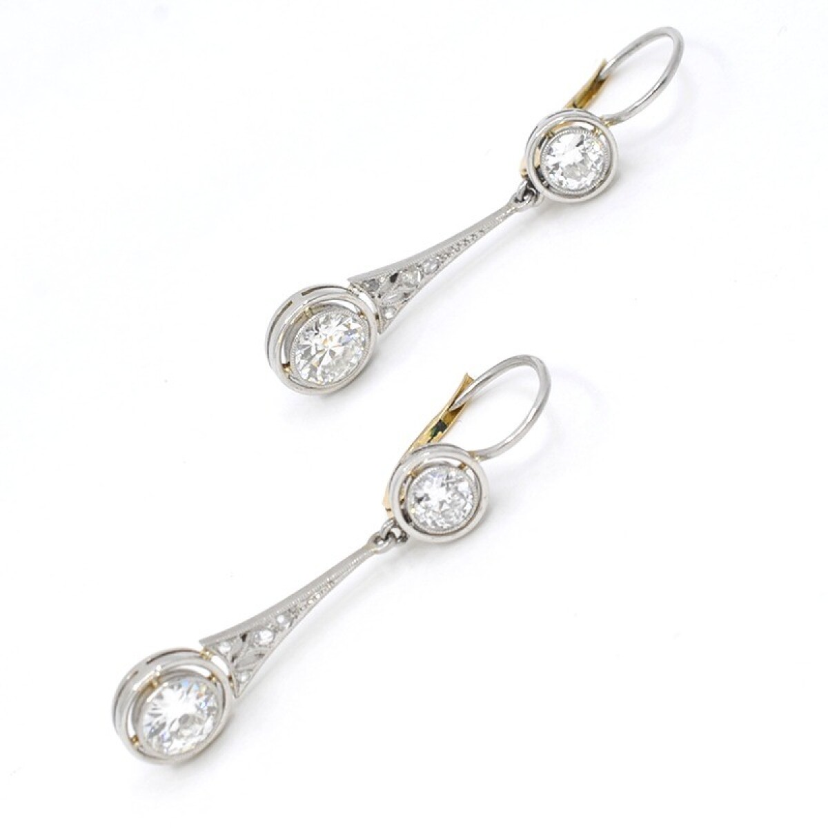 Caravanas En Oro Blanco, Brillantes Y Diamantes 