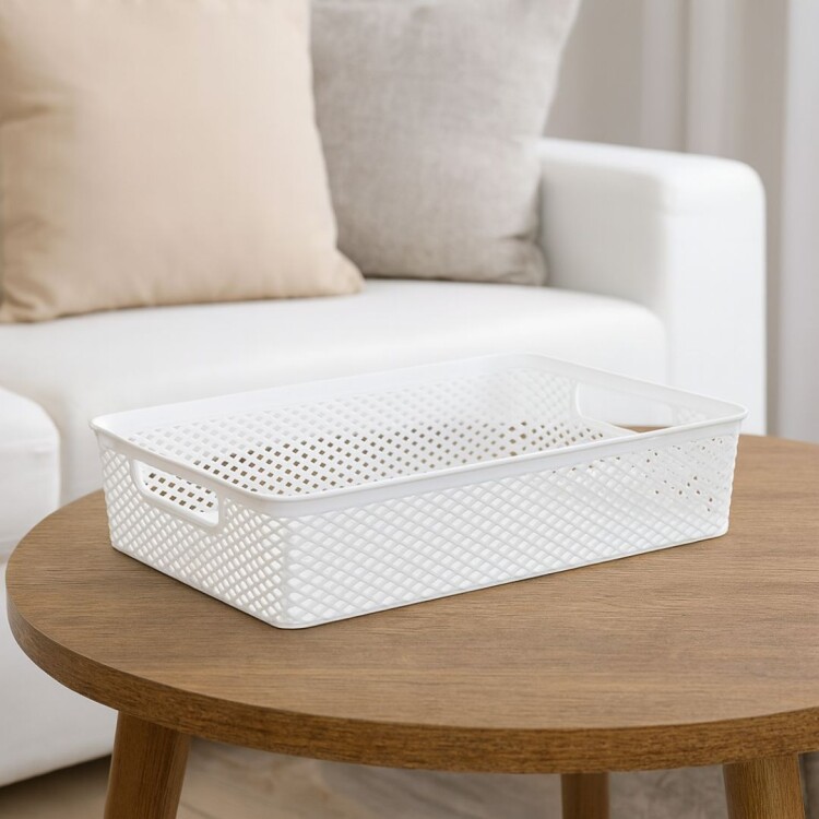 Canasto organizador linea Banco 39cm Blanco
