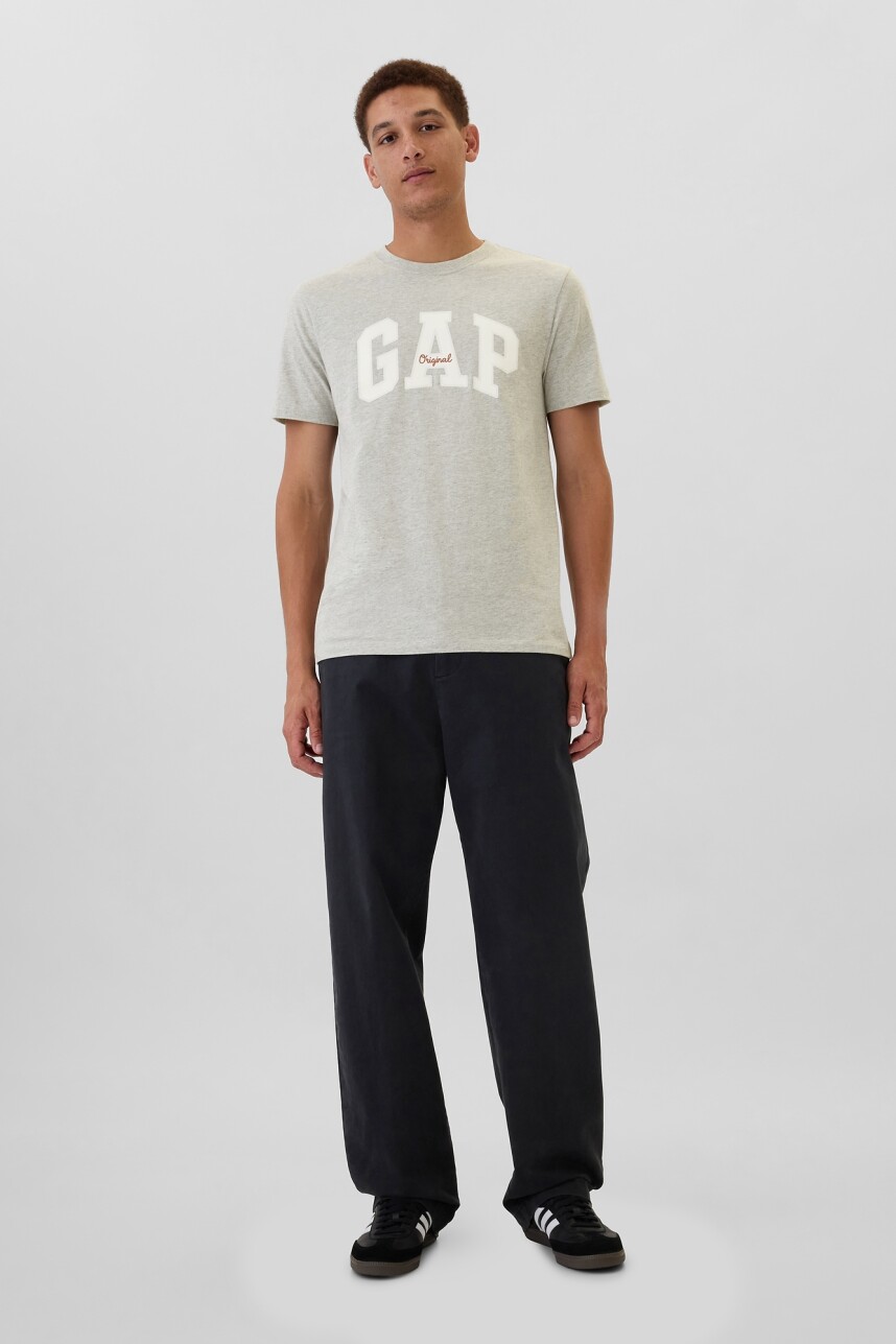 Remera Logo Gap Manga Corta Hombre Heather Grey