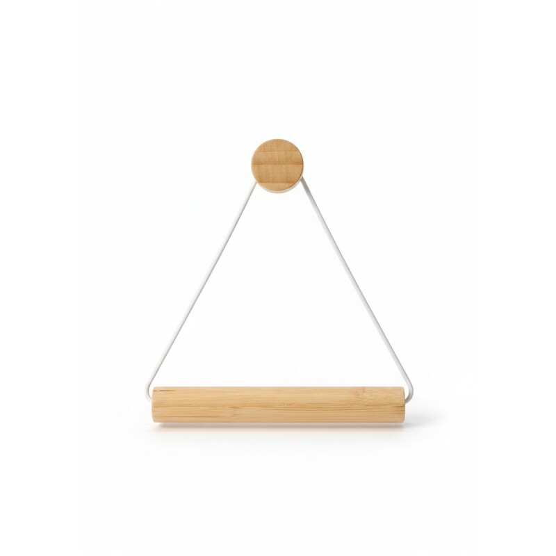 PORTA PAPEL METAL BLANCO/BAMBU 18X17CM Unica