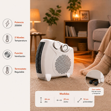Caloventilador 2000w Bajo Consumo Termostato Warmthy Blanco