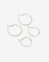 Aros Argollas Set Set De Argollas Clásicas - Plateado Rodio