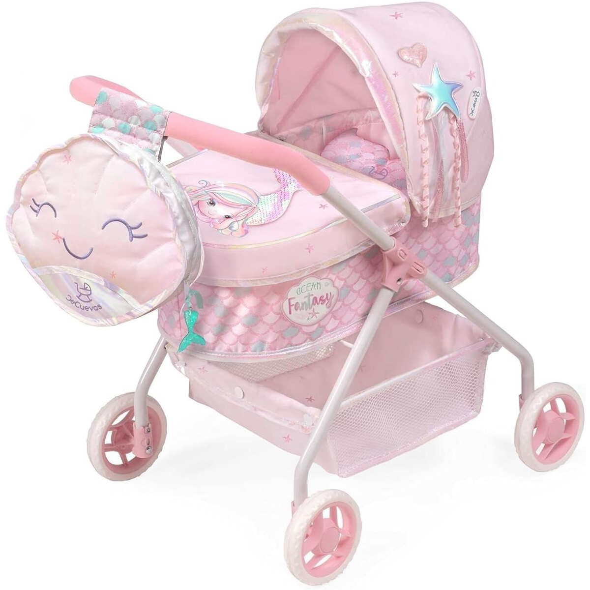 De Cuevas Coche Bebe Llorens Bolso Little Pet Osito Juguete - Variante Color Rosa Pastel 