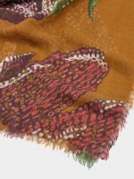 Pañuelo Estampado Floral De Lana camel