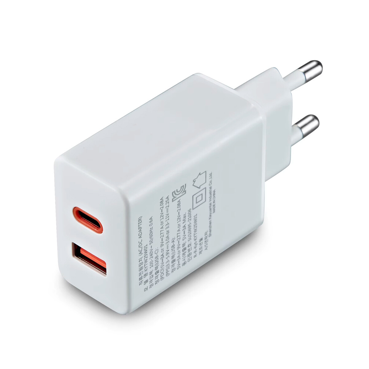 Cargador de pared genérico Doble USB y USB-C cableado 3.4A 