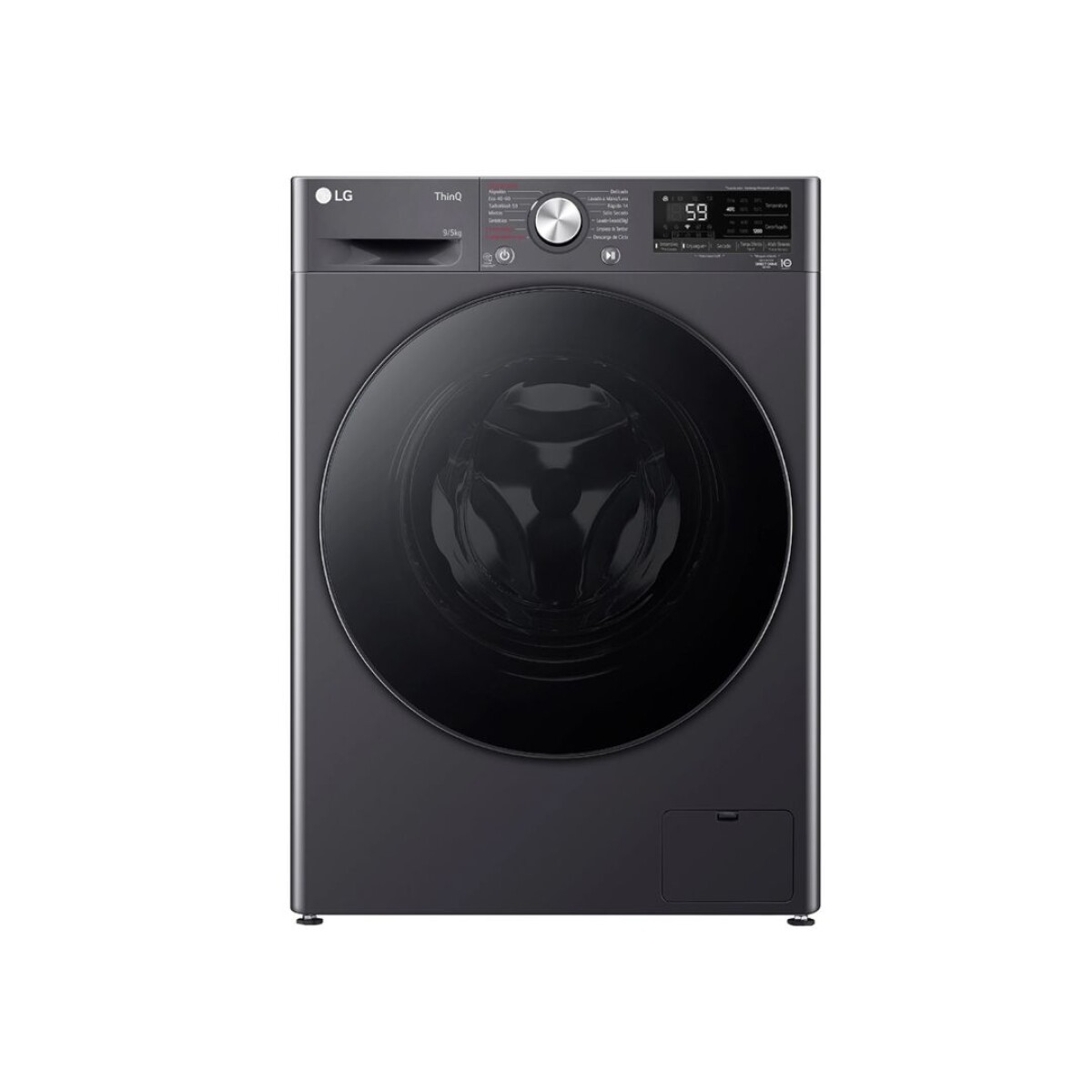 Lavasecarropas Carga Frontal Inverter 9Kg Negro - Modelo WD9MVC4S6 - Lg 