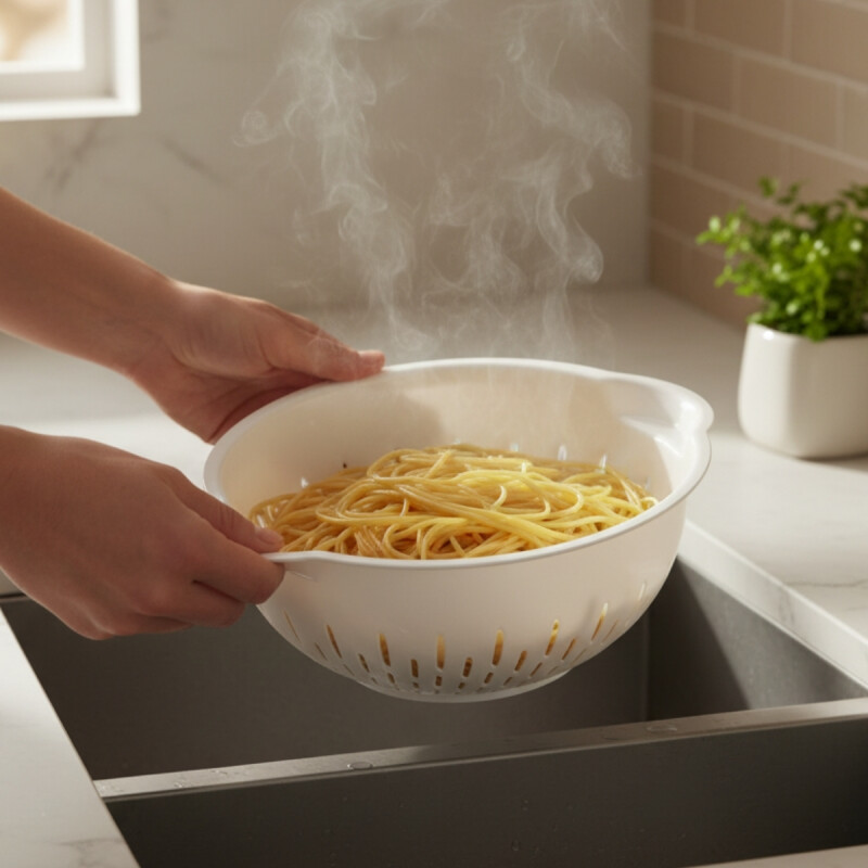 Colador de plástico con asas BLANCO