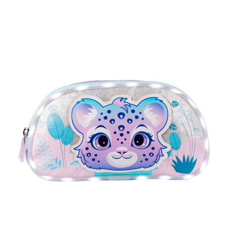 Cartuchera Footy Gatito Con Luz, Doble Cierre Violeta