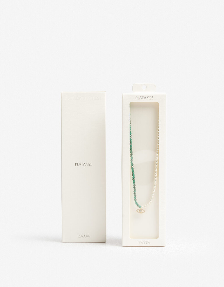 Collares Cortos Strass Collar Corto Plata 925 Perlas - Dorado