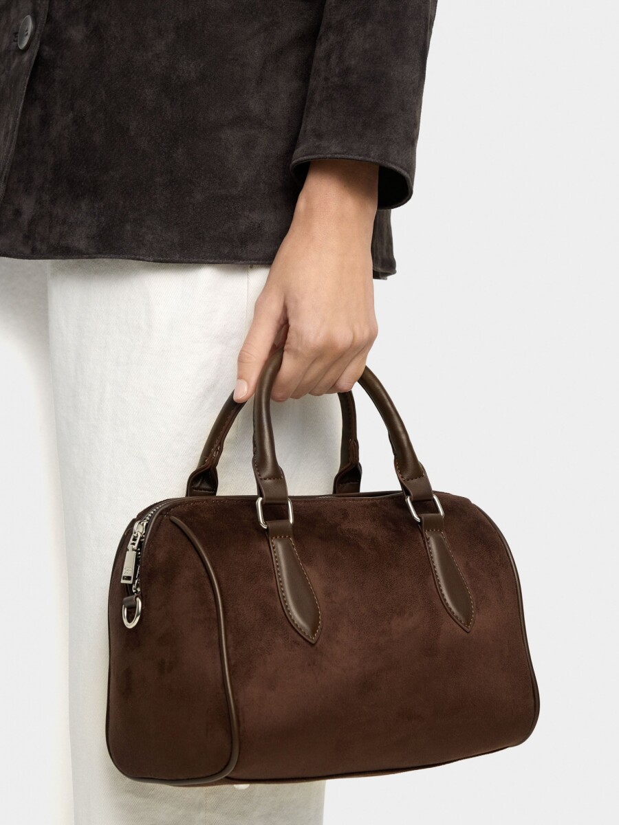 Bolso Tote Con Efecto Piel S marron