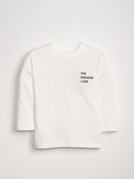 REMERA Manga larga ESTAMPA Paradise Blanca