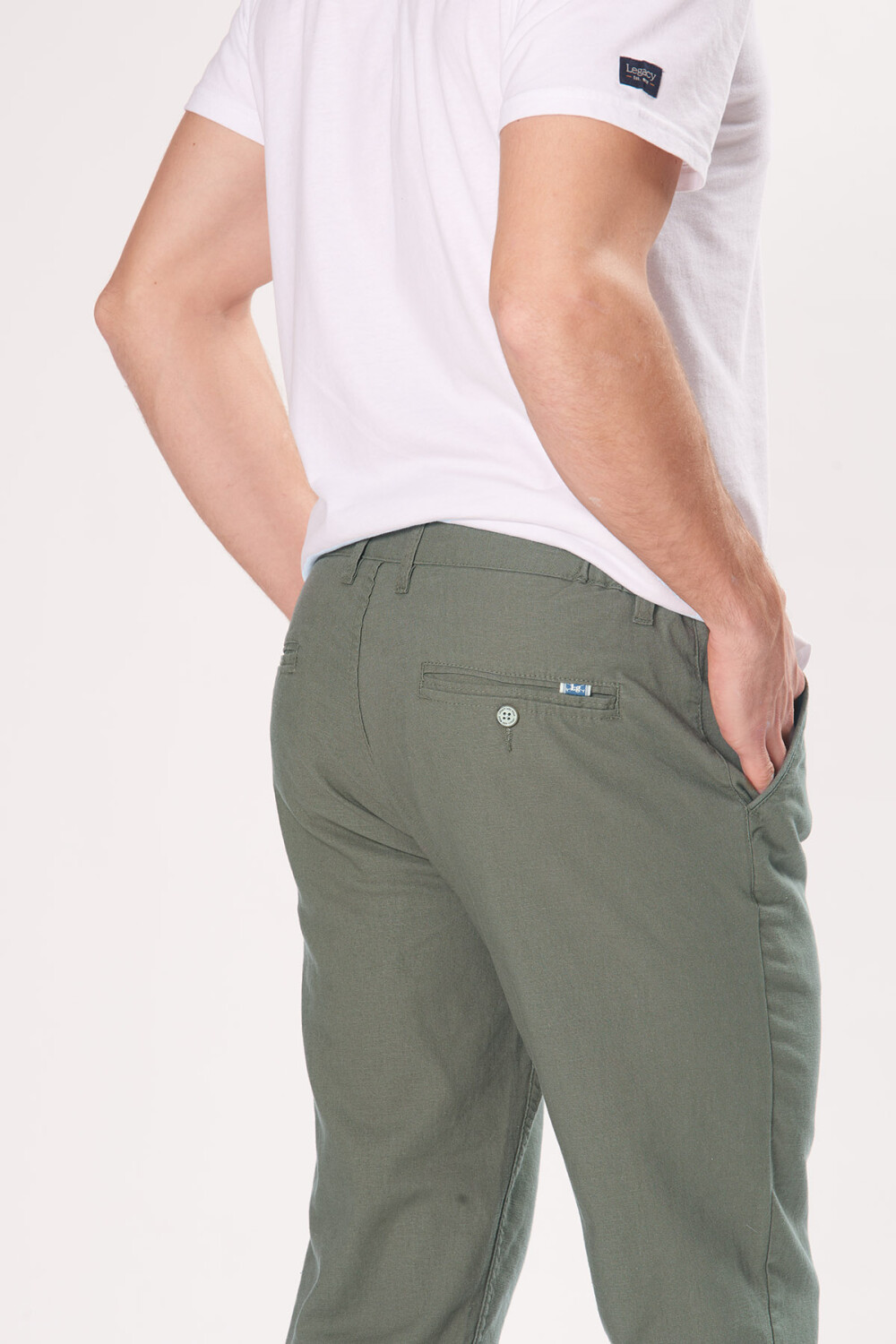 PANTALÓN DE LINO CON CINTURA ELASTIZADA Verde