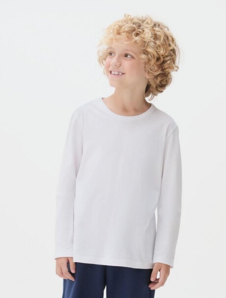 CAMISETA BÁSICA UNISSEX INFANTIL MANGA LARGA BLANCO
