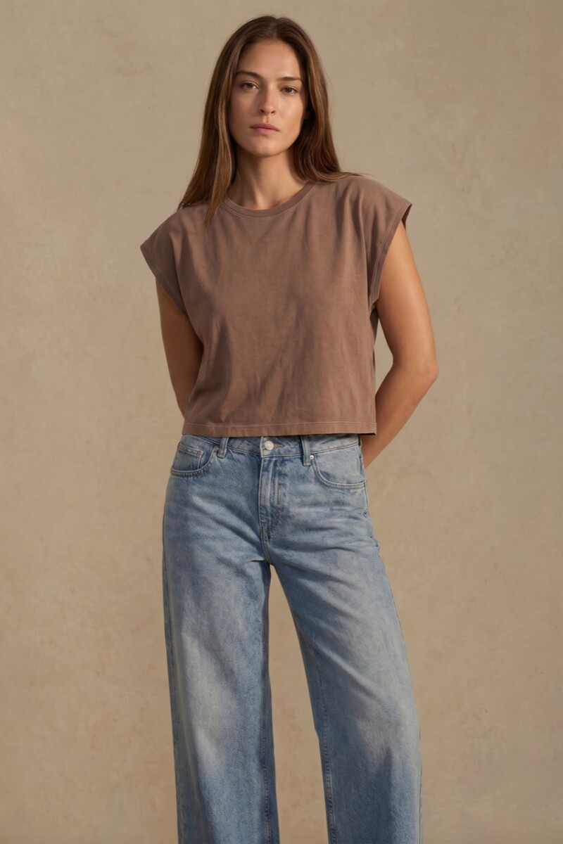 Remera Algodon Lavado Marron