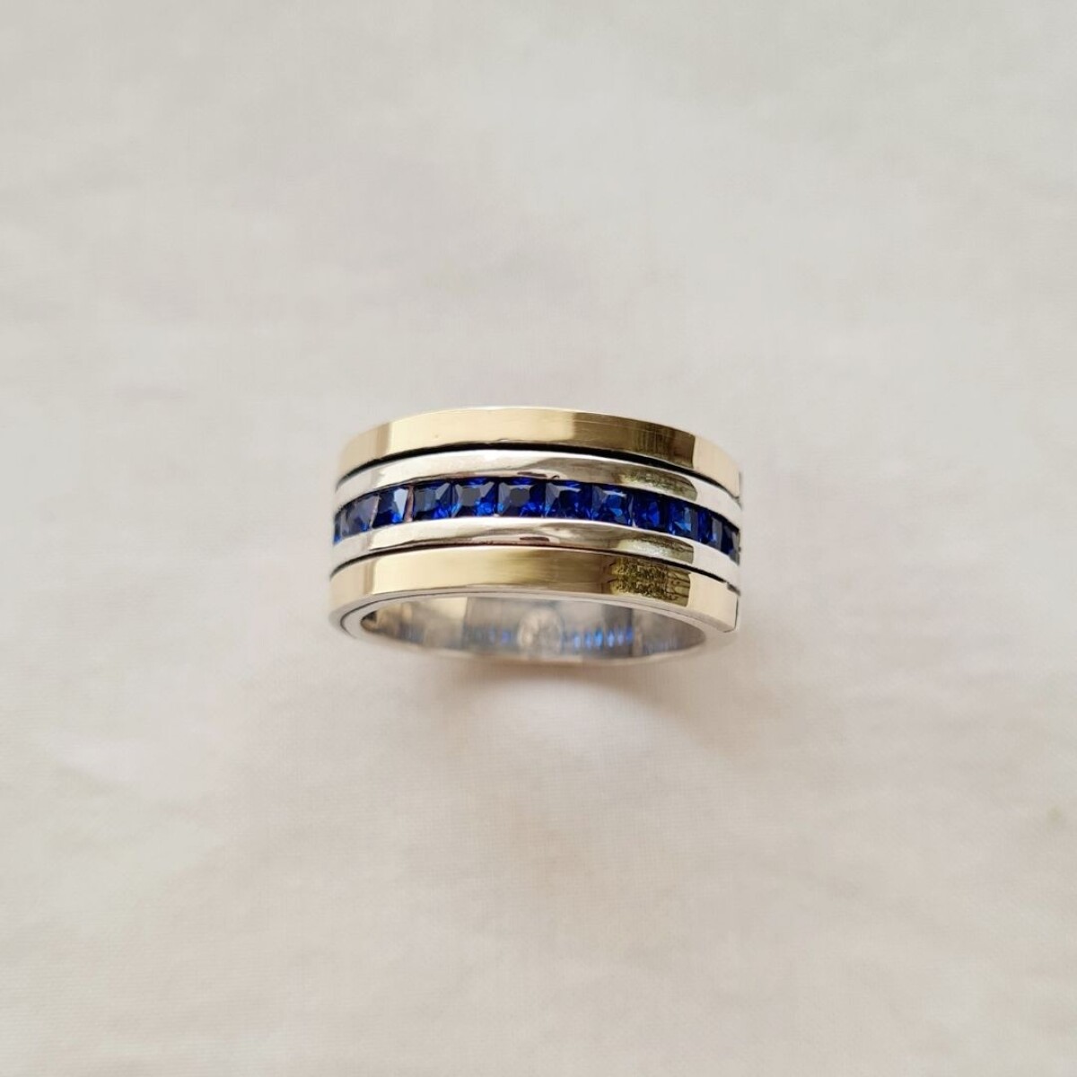 Anillo Penelope Blue - Plata y Oro 