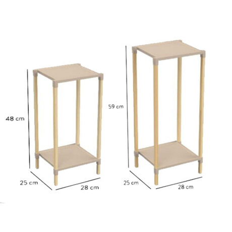 Set 2 Estanterías Organizadoras Alto 59cm y 48cm Madera y PP Beige