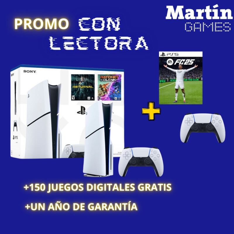 PS5 SLIM CON LECTORA + ASTROBOT + GRAN TURISMO 7 + FC 25 O JUEGO A ELECCIÓN + JOYSTICK ORIGINAL EXTRA PS5 SLIM CON LECTORA + ASTROBOT + GRAN TURISMO 7 + FC 25 O JUEGO A ELECCIÓN + JOYSTICK ORIGINAL EXTRA