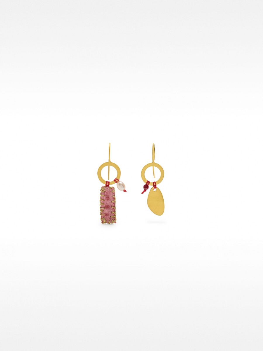 Pendientes Asimétricos Con Perla De Agua Dulce - Plata De Ley 925 rosa