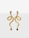 Aros Colgantes Largos Metal Aros Colgantes Snake - Dorado Oro Amarillo