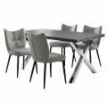 Juego De Comedor Mesa 1.60m + 4 Sillas Acolchonadas Ecocuero Gris Liso Juego De Comedor Mesa 1.60m + 4 Sillas Acolchonadas Ecocuero Gris Liso