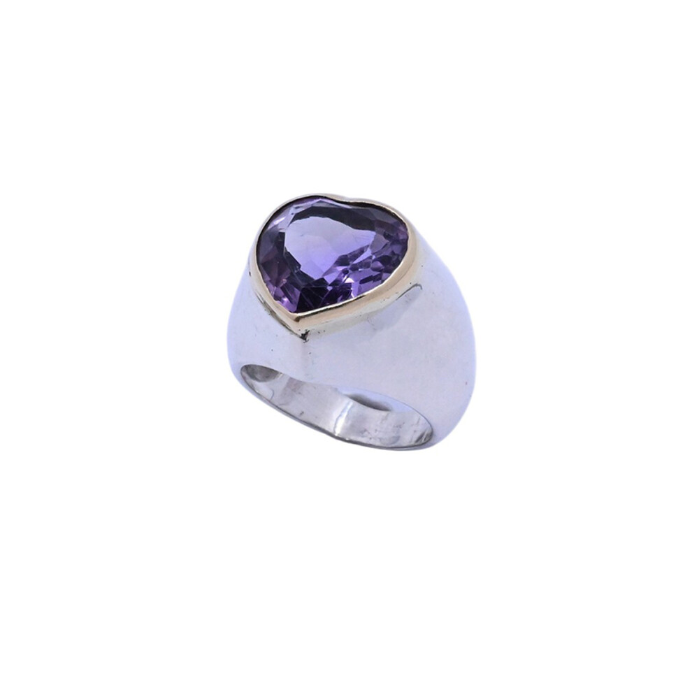 Anillo plata, oro y amatista. Anillo plata, oro y amatista.