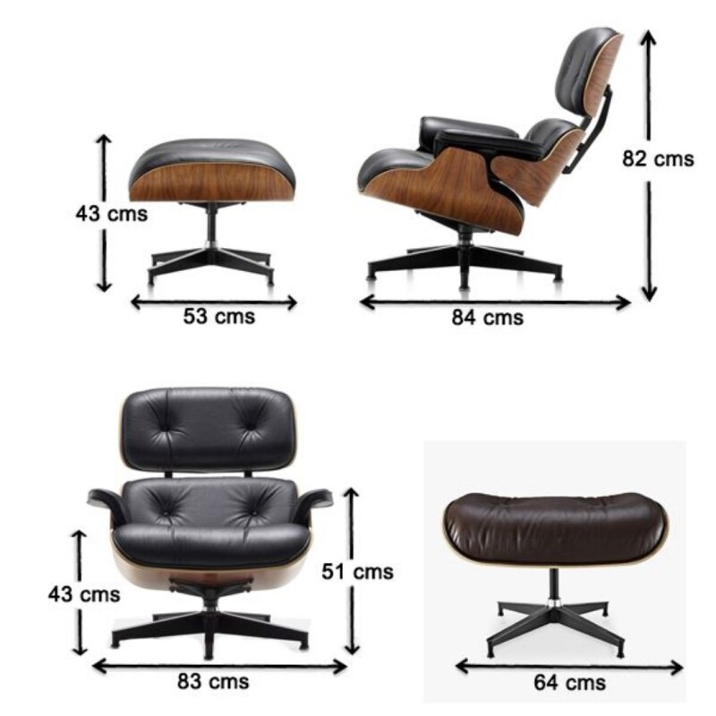 POLTRONA CHARLES EAMES CON APOYA PIE - TAPIZADA EN CUERO NEGRO POLTRONA CHARLES EAMES CON APOYA PIE - TAPIZADA EN CUERO NEGRO