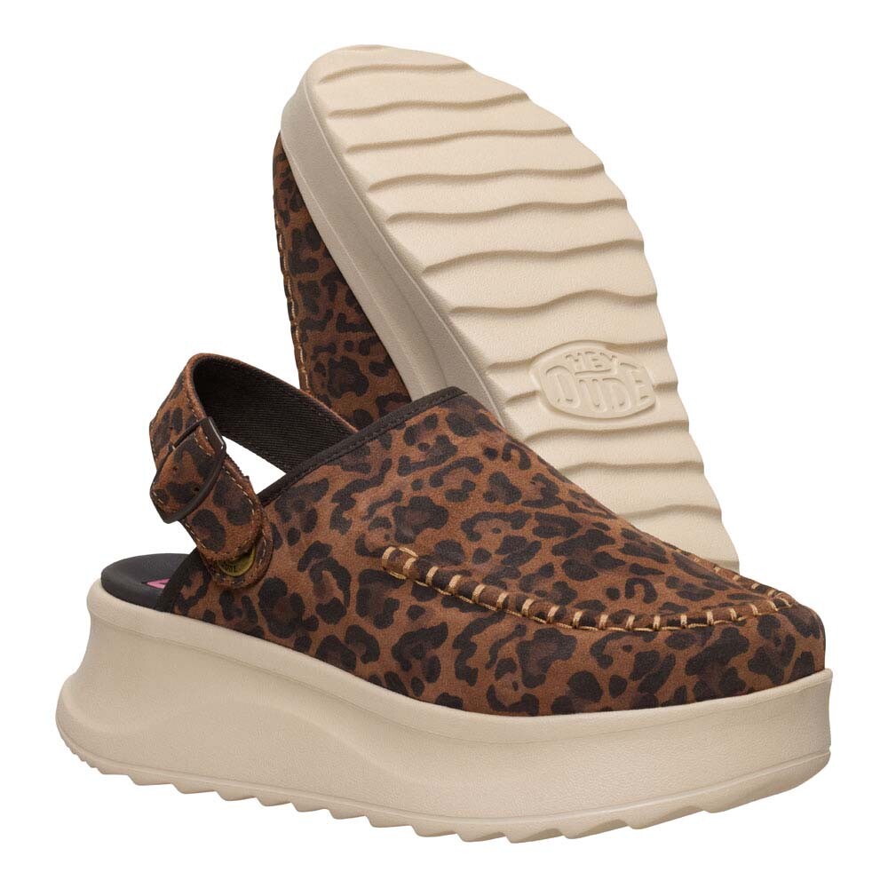 Zuecos Delray Clog Suede - Mujer Brown Leopard
