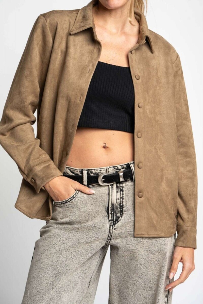 Camisa Gamuza Cuero Vegano - Moca 