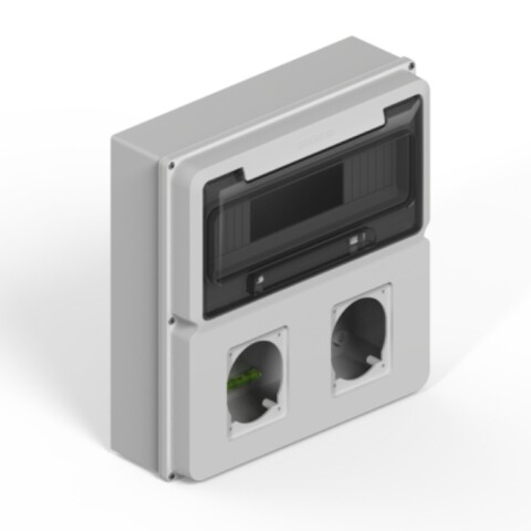 TABLERO EXT IP65 p/12 polos DIN + un módulo p/2 tomas encap.- Scame/ Steck. GENROD TABLERO EXT IP65 p/12 polos DIN + un módulo p/2 tomas encap.- Scame/ Steck. GENROD