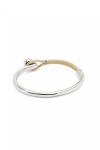 PULSERA SEMIRÍGIDA DE ALEACIÓN DE METALES BAÑADA EN ORO 18K CON CUERO MARFIL Pulsera