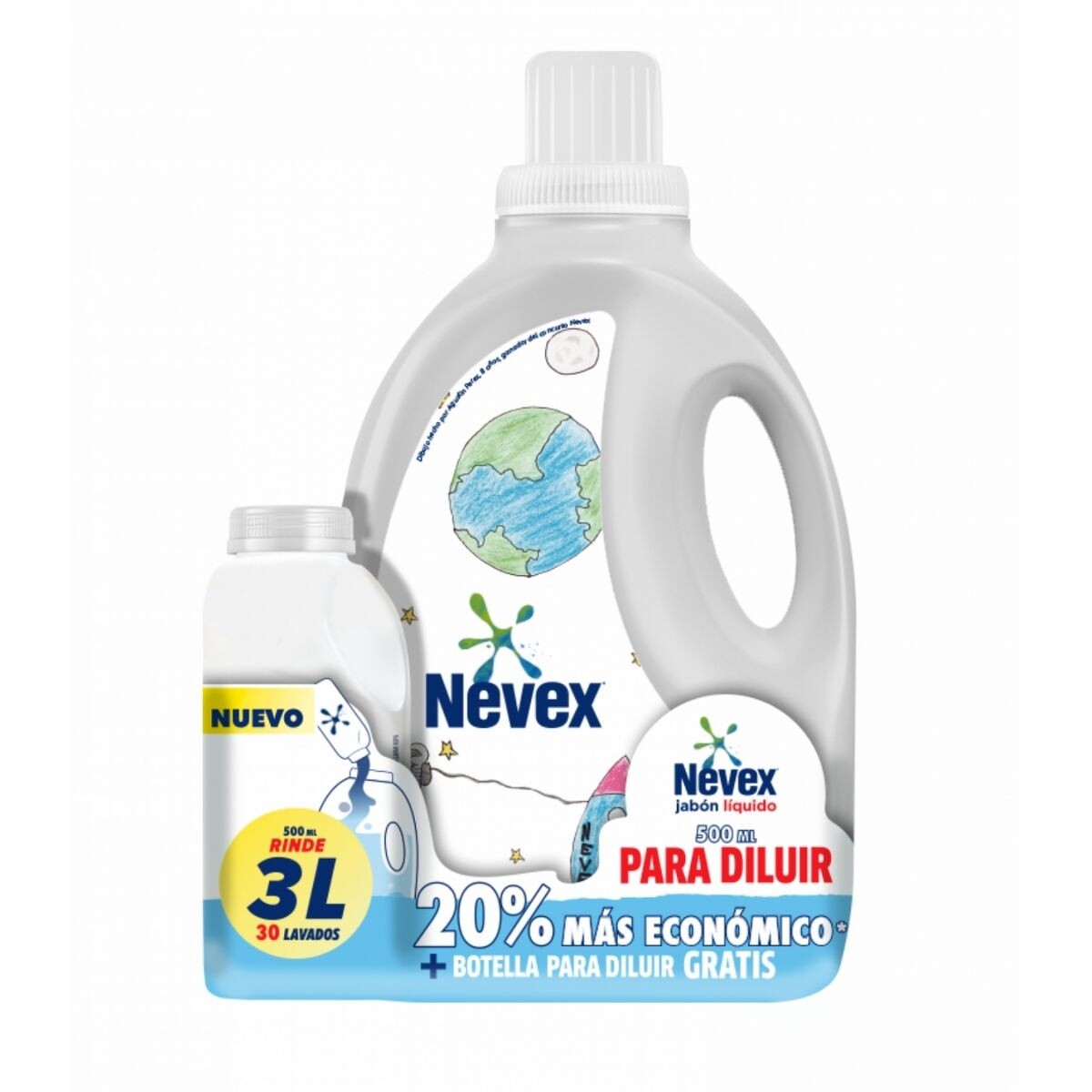 Jabón Líquido Nevex para Diluir - 500 ML + Botella 