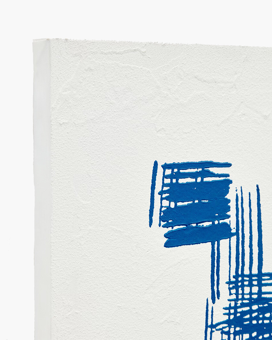 Lienzo abstracto Sagaro blanco y azul 30 x 40 cm