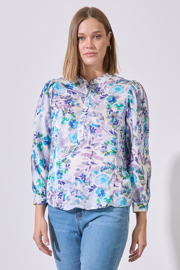 Blusa Saten Flores MULTI/LAVANDA