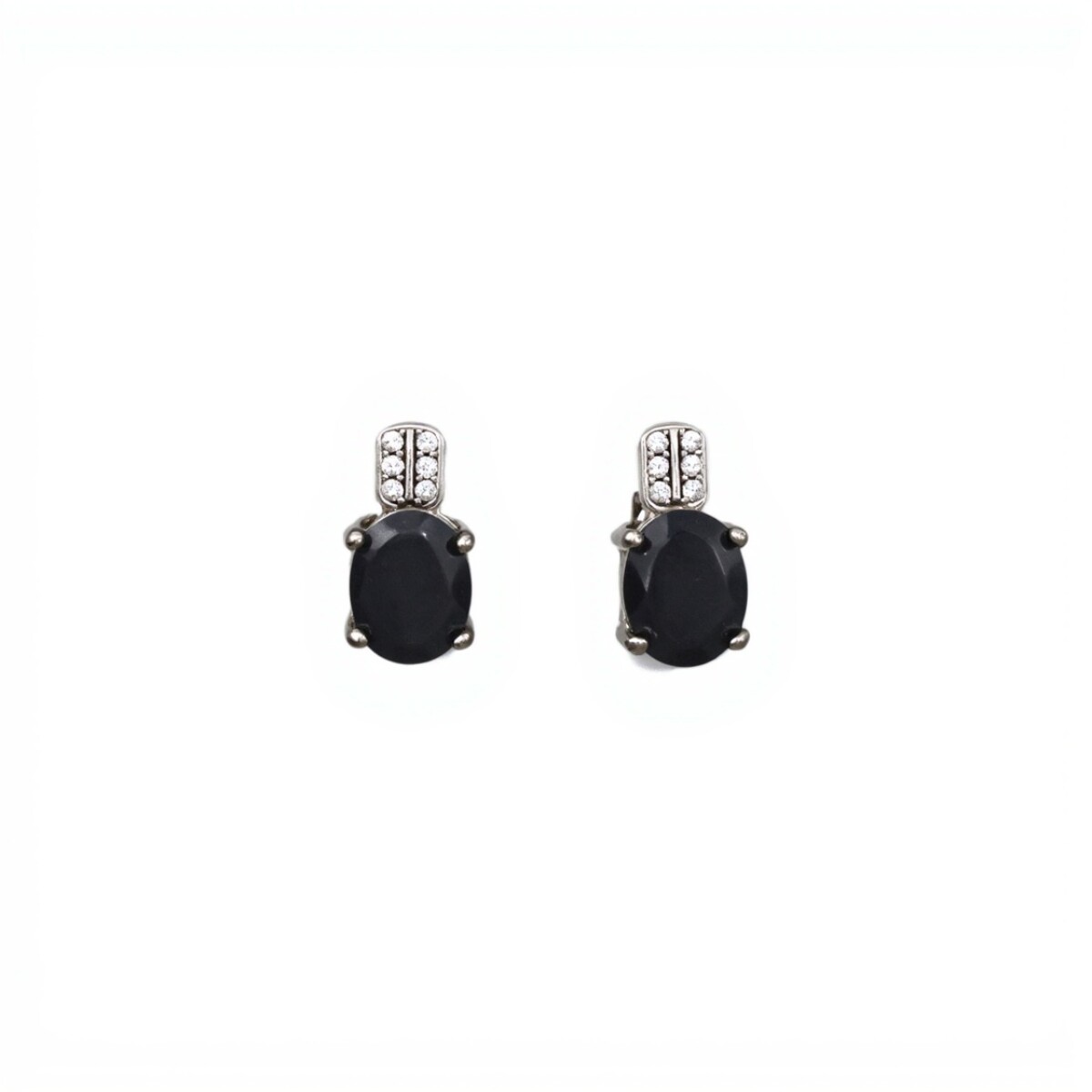Caravanas Oval-Plata 925-Piedra Zafiro y zirconia-CA3283 - conpiedra 