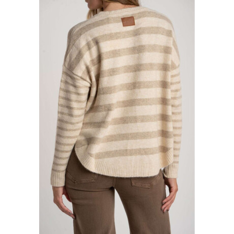 Sweater Rayado Combinado Beige Melange