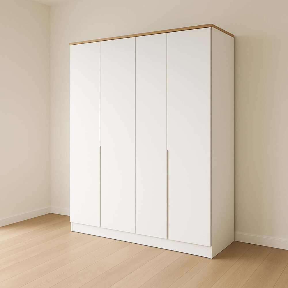 PLACARD ROPERO 4 PUERTAS MDF BLANCO LOGAN