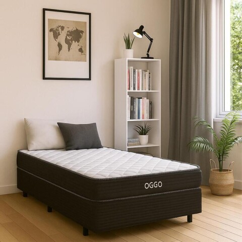 Combo de Dormitorio Sommier Super Mega de 1 Plaza y Media 1 Repisa 5 Estantes Reversible con Refuerzo Grauniert® - Blanco Combo de Dormitorio Sommier Super Mega de 1 Plaza y Media 1 Repisa 5 Estantes Reversible con Refuerzo Grauniert® - Blanco