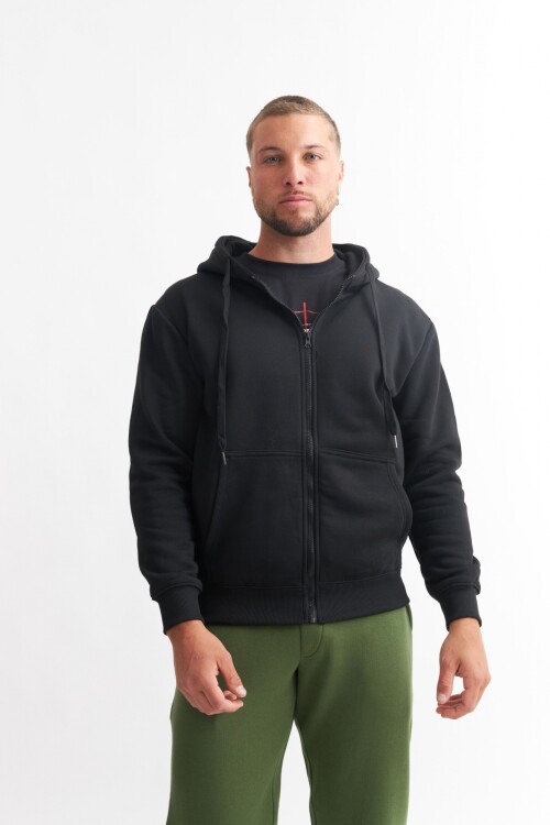 Campera con capucha y bolsillo NEGRO
