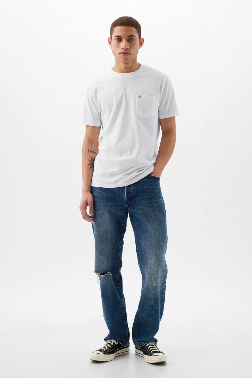 Remera Con Bolsillo Logo Gap Hombre Optic White V6