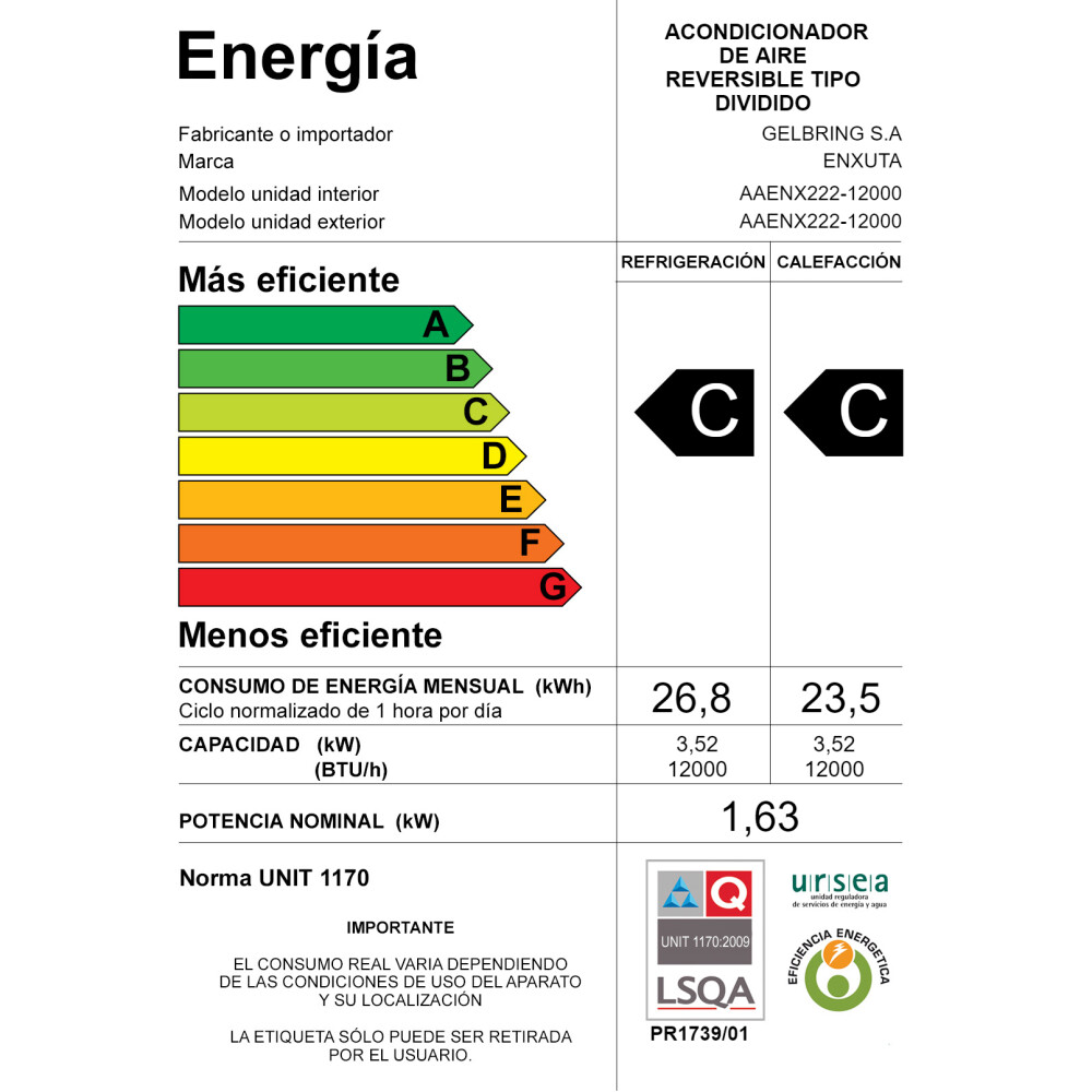 AIRE ACONDICIONADO 9000 ENXUTA Aire Acondicionado 9000 Enxuta
