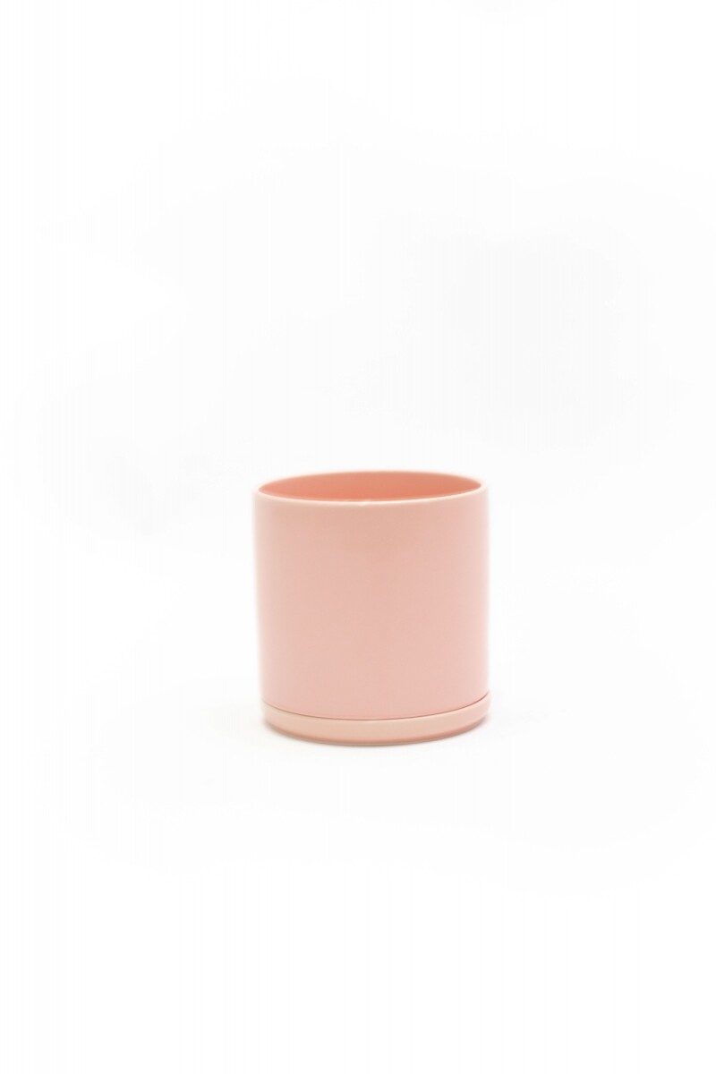 MACETA CERÁMICA XS CON PLATO - ROSA 