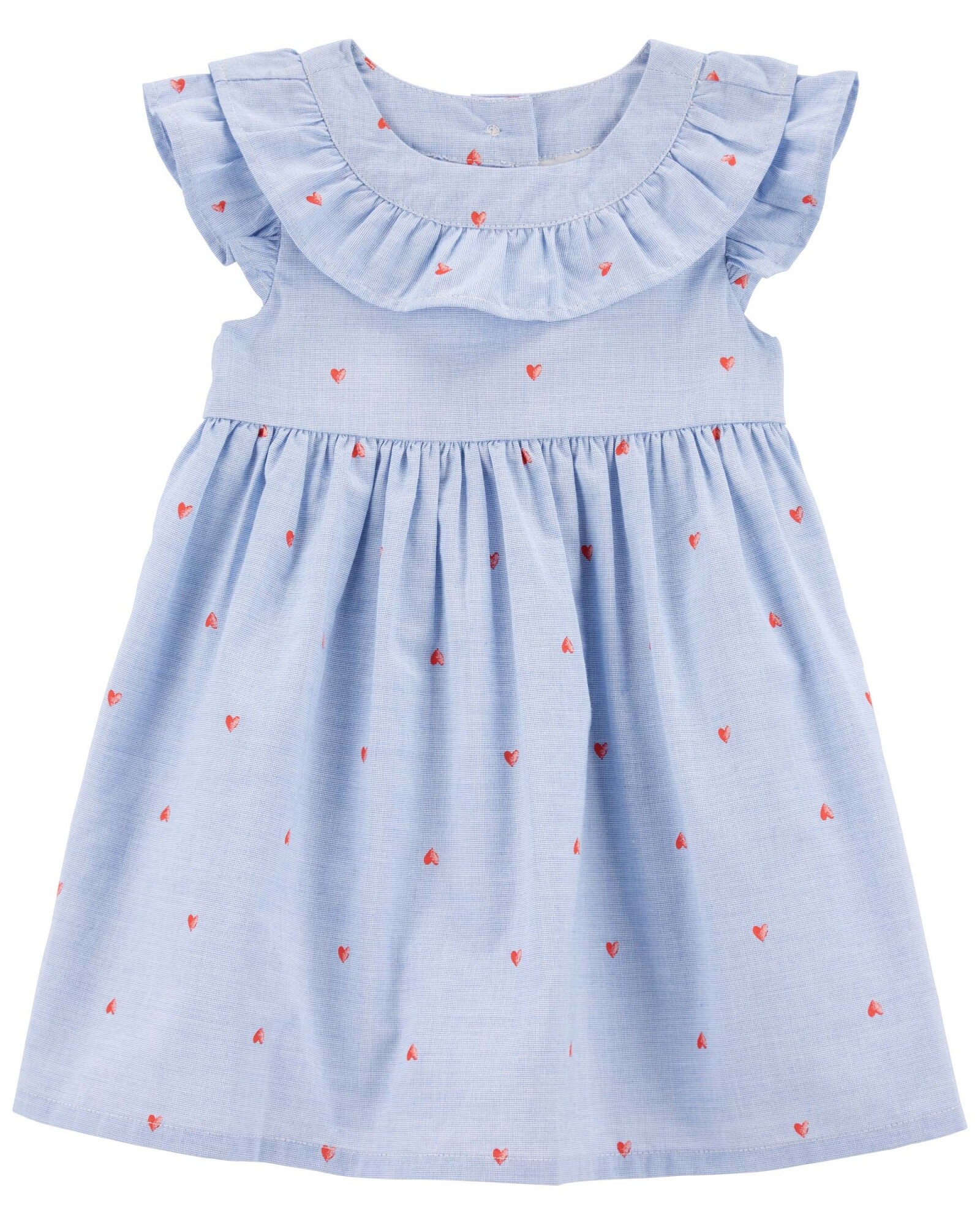 Vestido de algodón con volantes y diseño corazones Sin color