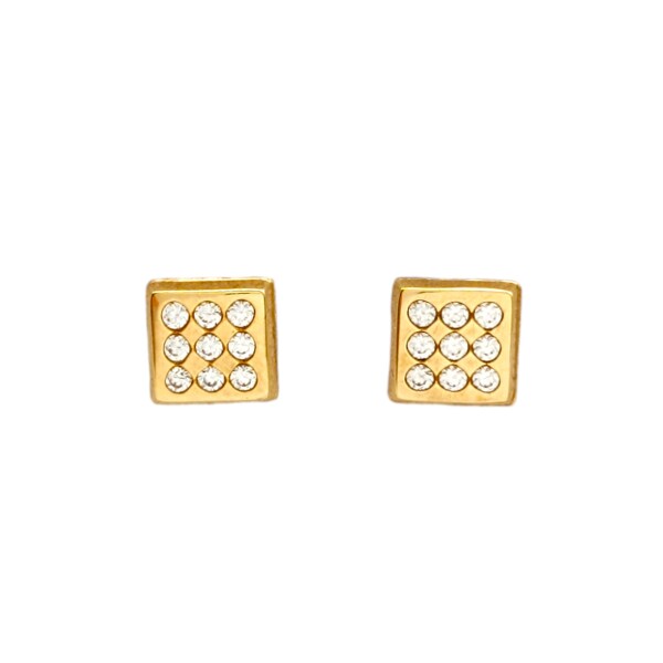 Caravanas Panel oro - Oro bajo - Zirconia- CA8075 conpiedra