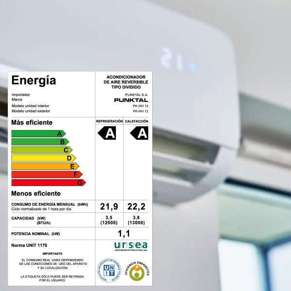 Aire Acondicionado Split Punktal Pk-inv 12.000 Btu AIRE A. PUNKTAL 12000BTU PK-INV 12 INVER