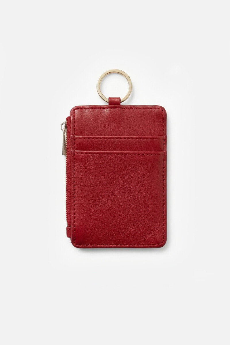 Tarjetero con monedero entrelazado rojo