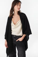 Ruana Eterea Negro Lurex/Plateado