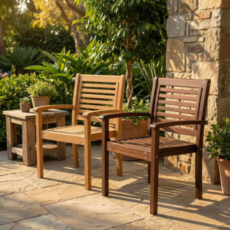 Silla Apilable con Brazos Milano Nogueira