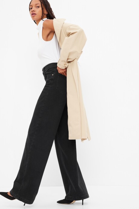 Jean Stride Tiro Alto Mujer Washed Black
