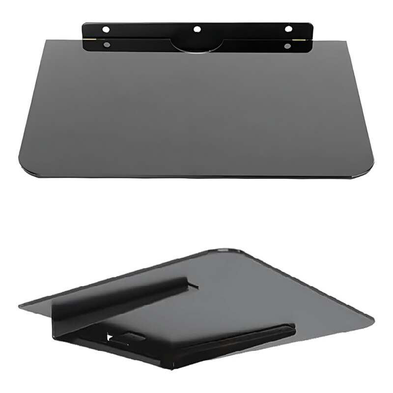 Soporte Canalera, Decodificador, Consola, Dvd Vidrio Negro